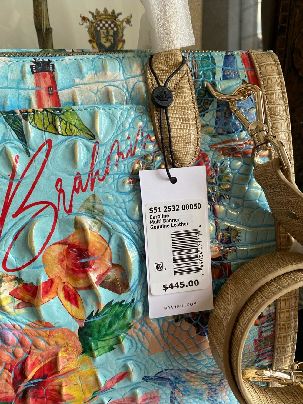 🌴🌸 NWT!! A BRAHMIN EXCLUSIVE! MULTI BANNER CAROLINE SATCHEL - Picture 4 of 13